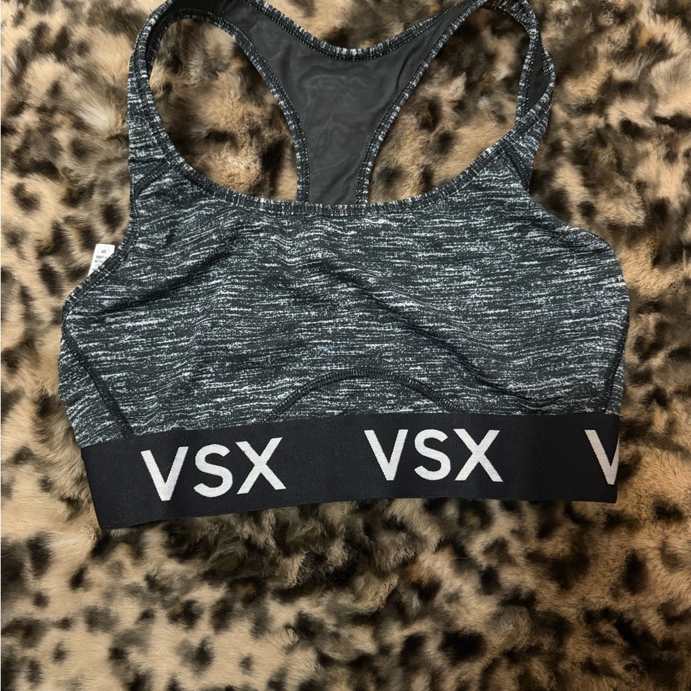VSX Black and Gray Sports Bra: Small